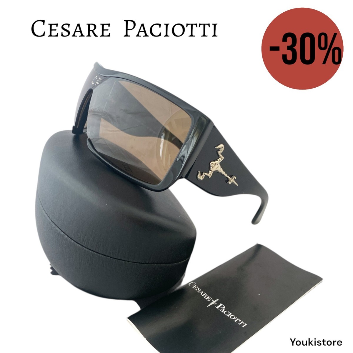 Vintage Cesare Paciotti Black Shield Sunglasses CESARE PACIOTTI by Eyevit CPS 001 000-1 148 FILTER CAT2  main image 3