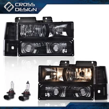 FITS 1994-2000 GMC C10 C/K SUBURBAN BLACK HEADLIGHT BUMPER LAMP AMBER CORNER