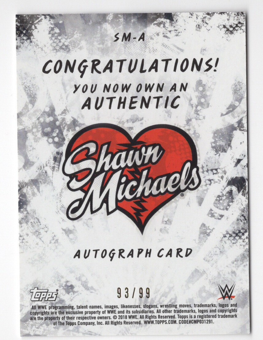Shawn Michaels 2018 Topps WWE Legends Autograph Card Auto HBK WWF