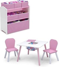 Delta Children 4-Piece Toddler Playroom Set, Pink/White