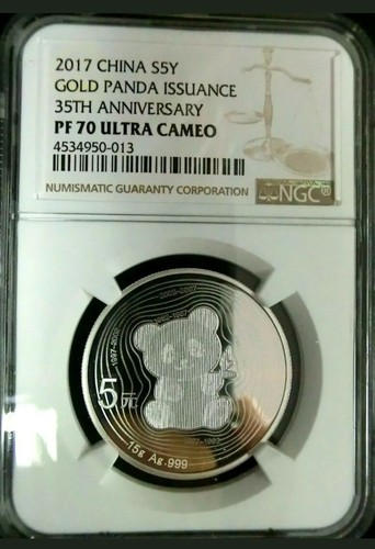 2017 China S5Y Gold Panda Issuance 35th ANNIVERSARY NGC PF70 Ultra Cameo 15g Ag - Picture 1 of 4