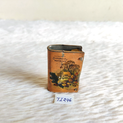 1920s Vintage Economical Tin Match Case Waterproof Sleeve Japan