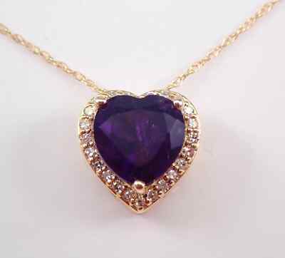 2.00Ct Heart Cut Lab Created Purple Amethyst Halo Pendant 14K Yellow Gold Plated