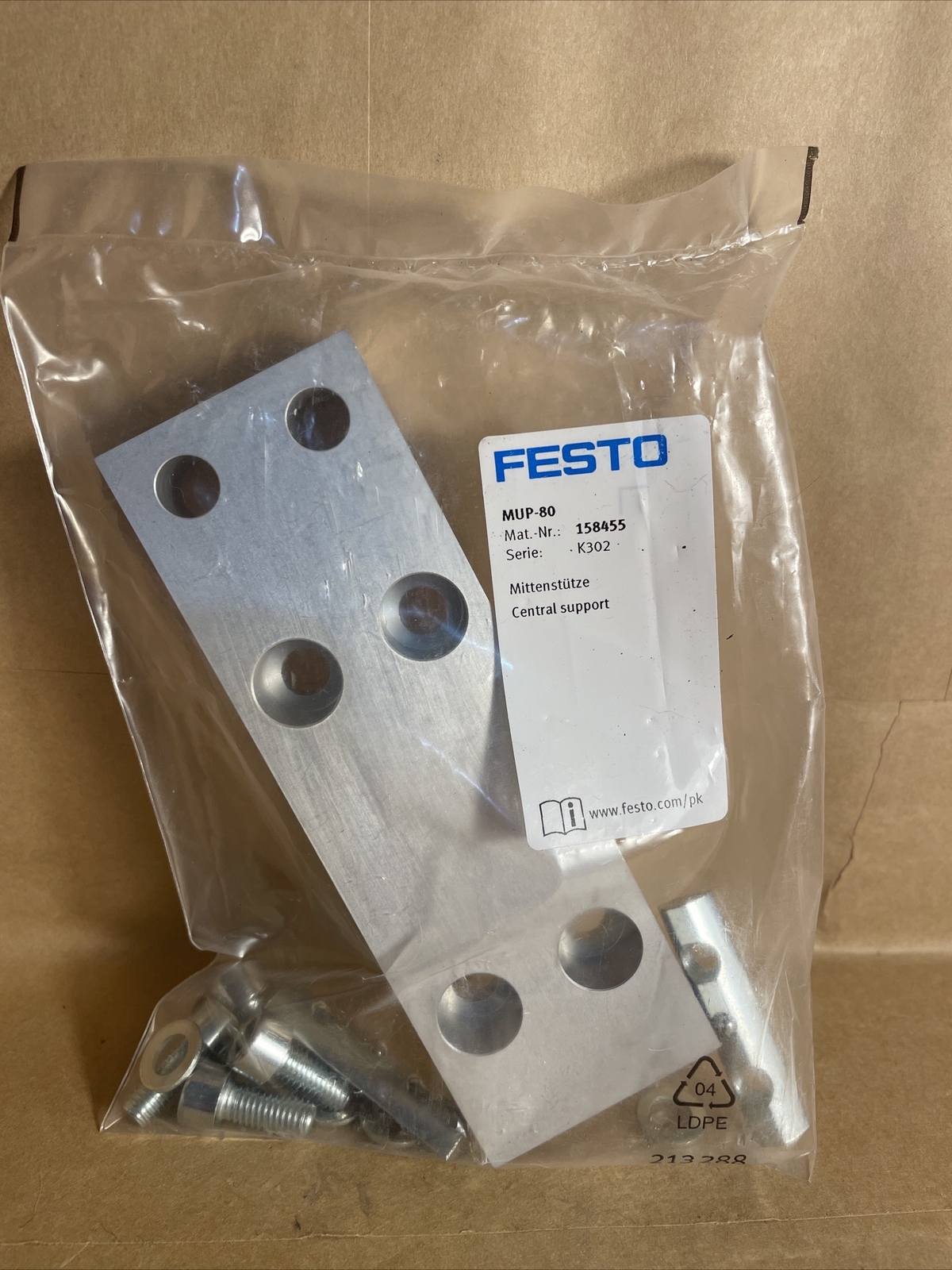 Festo MUP-80 158455 V602 Linear Slide Central Support Kit (D-2-06)