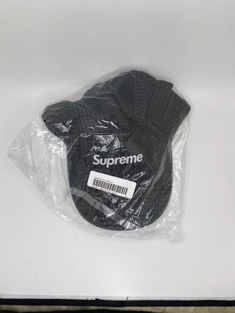 SUPREME BLACK DENIM RIPSTOP CAMP CAP