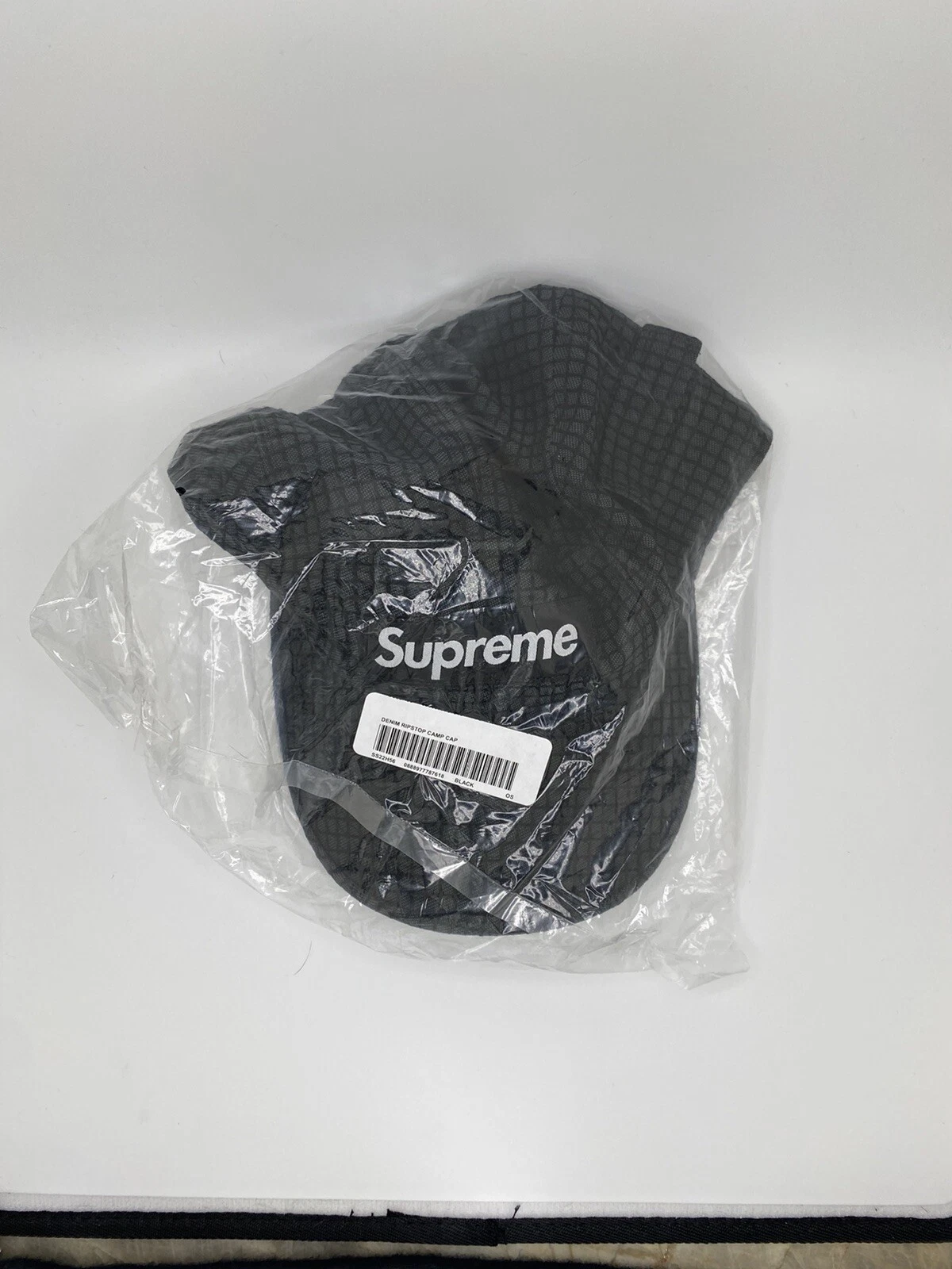 SUPREME BLACK DENIM RIPSTOP CAMP CAP
