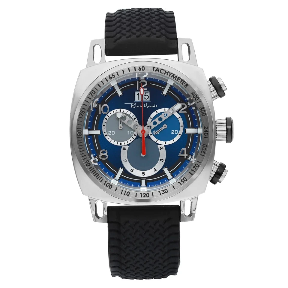 Ritmo Mundo Racer 20th Anniversary 44mm Steel Blue Dial Quartz Mens Watch 2222/1