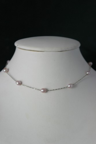 Bonito 14K Bañado en Oro Blanco Collar Con Agua Dulce Bronce Perlas 38.1cm Largo - Imagen 3 de 8