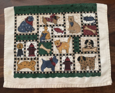 Kitchenworks TERRY KITCHEN TOWEL - Cats and Dogs Patchwork Design Grandma Chic