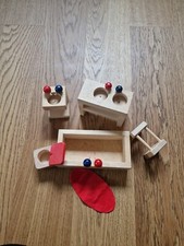 Puppenhausmöbel aus Holz Badezimmer Wanne Klo Waschbecken Handtuchständer