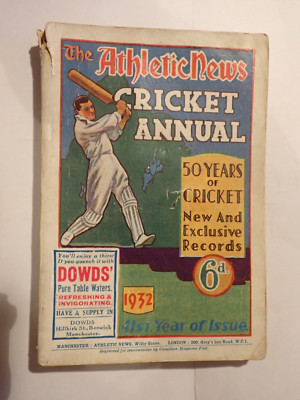 ENGLISH CRICKET ANNUAL by ATHLETIC NEWS 1932 ISSUE 192 PAGES of ENGLISH RECORDS