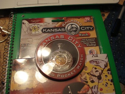 NEW RARE KANSAS CITY RAILROAD ART DECO POCKET WATCH AUTOMATIC SKELETON