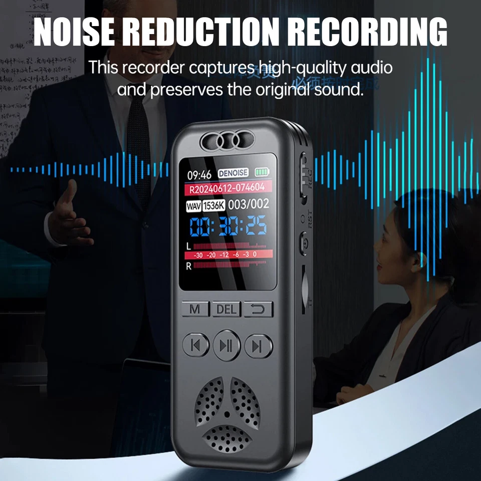 128GB/64GB Digital Voice Recorder Dictaphone Audio MP3 Player Sound Recording US - Image 4 of 4