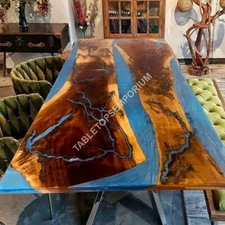 Epoxy Resin Table Acacia Wooden Ultra Clear Furniture Outdoor Table Top Decors