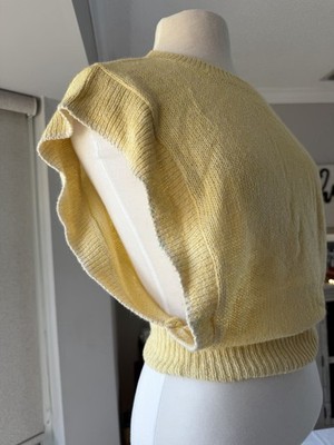 Vintage Cin Cin Silk Angora Sweater Vest Yellow Knit Paris Milano Women M Soft