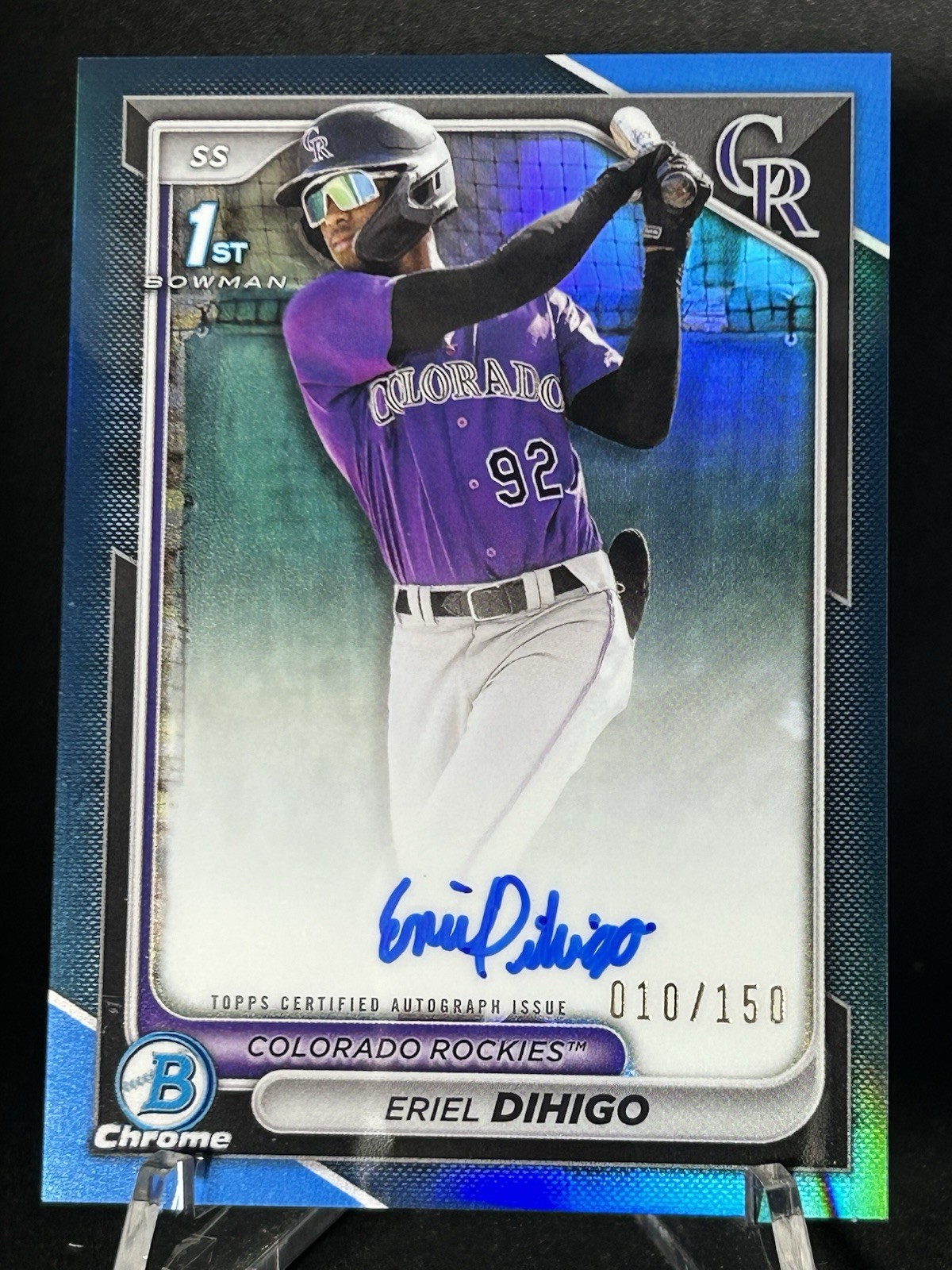 2024 Bowman Chrome Eriel Dihigo 1st Auto TRUE BLUE Refractor #/150 CPA-ED First