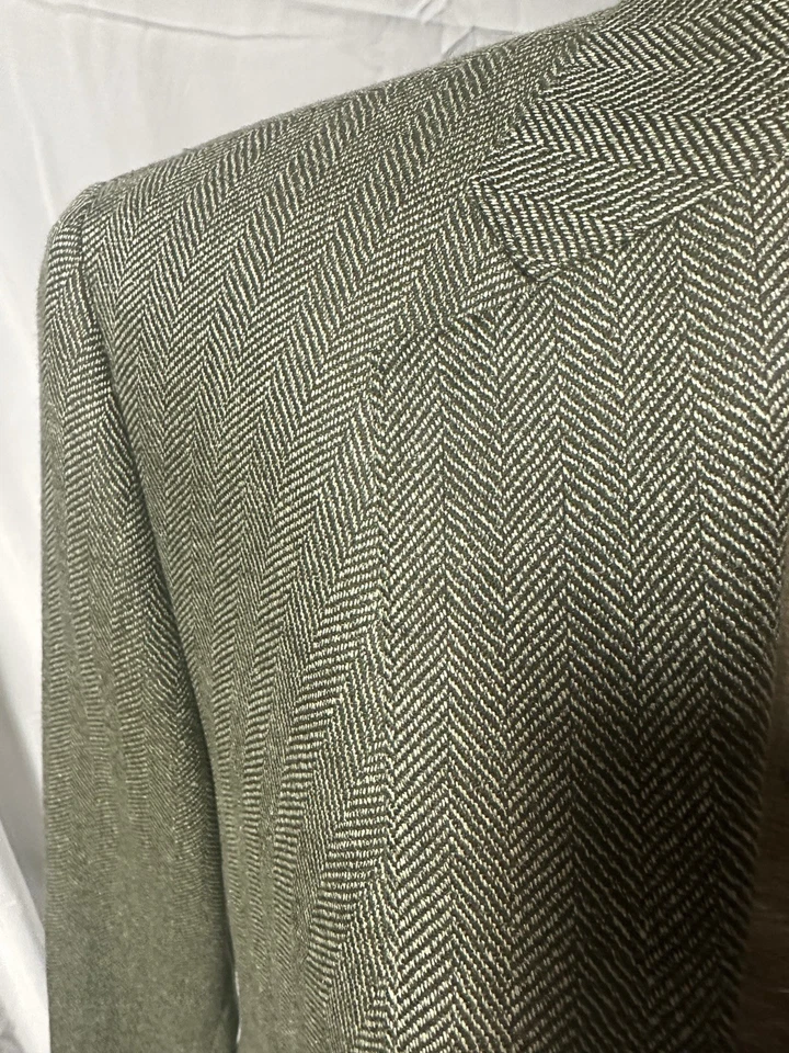 Paul Stuart Men's Green Herringbone Wool/Silk/Linen Sport Coat 44L - Image 3 of 4