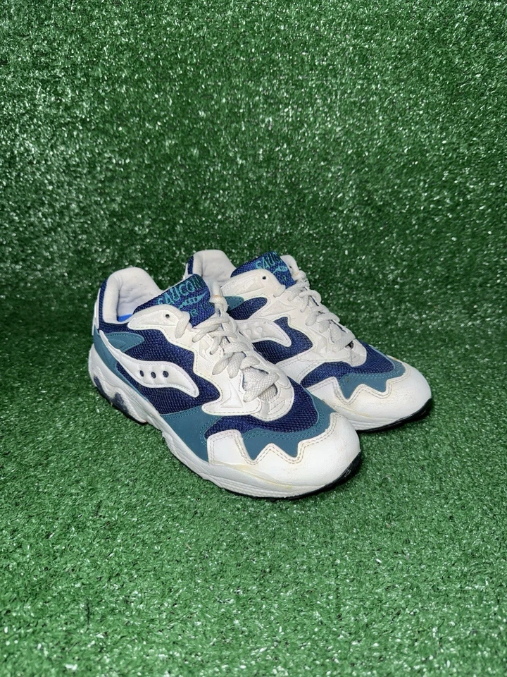 Vintage SAUCONY GRID Women Size 7 Y2K Blue White Running Shoes Athletic Sneakers - Image 2 of 4