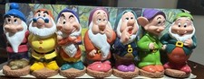 Vintage Set 7 Disney Seven Dwarfs 5" Plastic Rubber Bath Toy Figure Squeakers