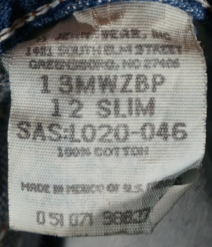WL09473 GREAT **WRANGLER** BOTA CORTE PIERNA AZUL JEANS JUVENILES talla 12 DELGADO (msr 22"x28") - Imagen 5 de 6
