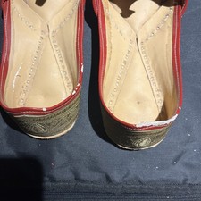 Punjabi Bridal Indian Flats Gold Embroidered Leather Shoes Wedding