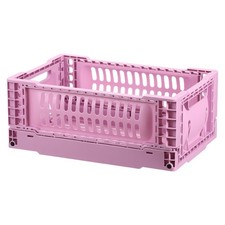 Collapsible Crates 11.7x7.8x4.7" Small Plastic Storage Baskets Rose Red