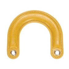 PU Leather Bag Handle, U-Shaped Handbag Handle with Iron Grommets, Yellow