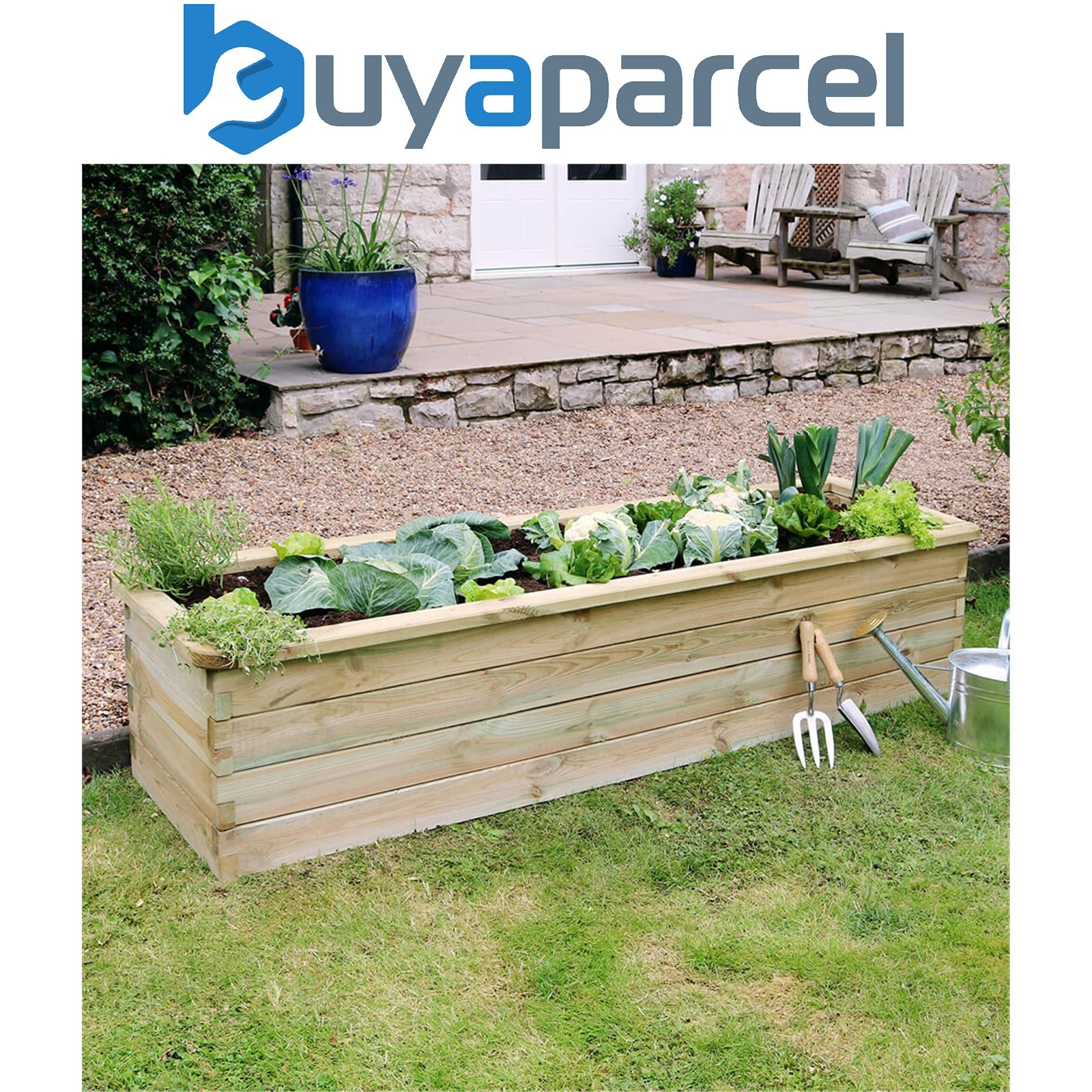 Zest Rectangular Sleeper Raised Wooden Bed Garden Planter 1.8m x 0.45m
