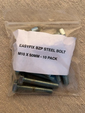 M10 x 50mm BZP Hex Set Bolts – Pack of 10 – Zinc Plated Steel- Screwfix- Easyfix