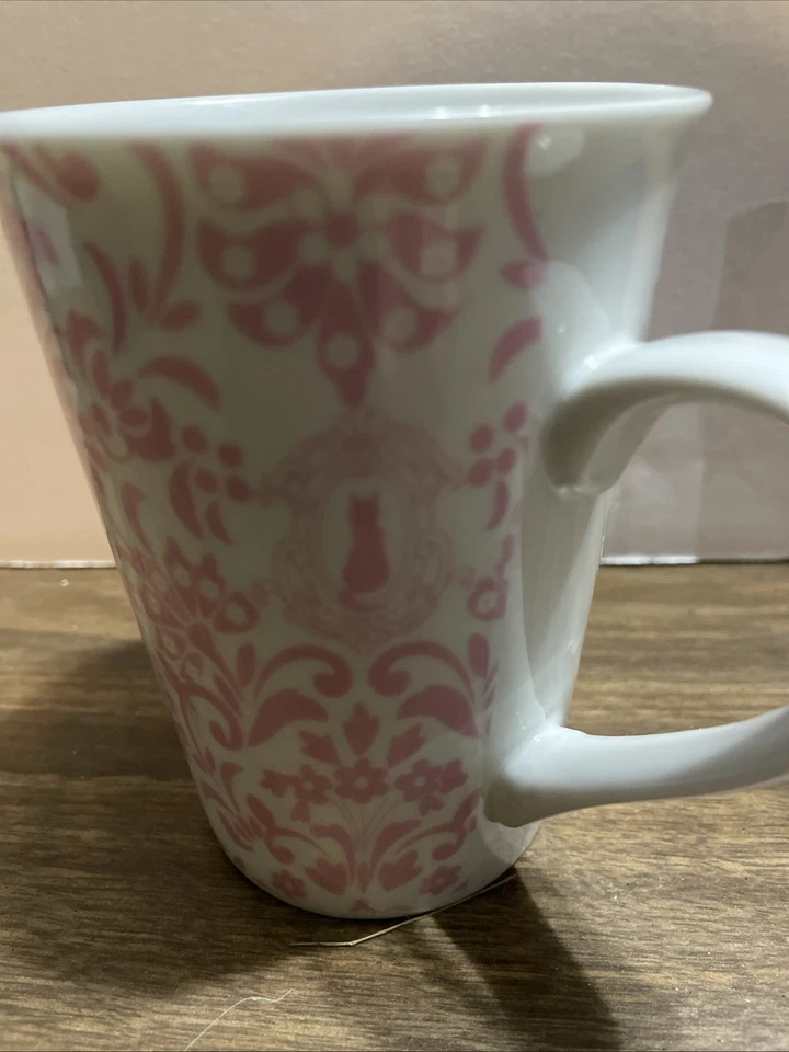 Taza de café rosa y blanco con gatos Boston Warehouse Trading Co C10 Foto 3 de 4