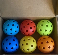 6Pcs. Pickleballs (40 Holes) Bag Included New In Box ,6 Color Balls