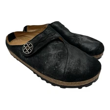 Haflinger Adventure Clogs Womens EU 41 US 10 Black Leather Slip On Flat Comfort
