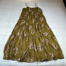 Madewell Dress Womens 4 Green Cami Tier Midi Metallic Romantic Cottage Festival