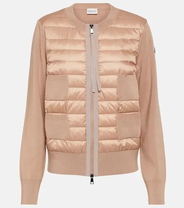 Moncler — New, Moncler Tricot Down-Paneled Wool Jacket in Pink Size S #DC542