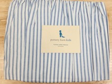 Pottery Barn Kids Ticking Striped Crib Bed Skirt Blue 28"x52" 100 Cotton NOS