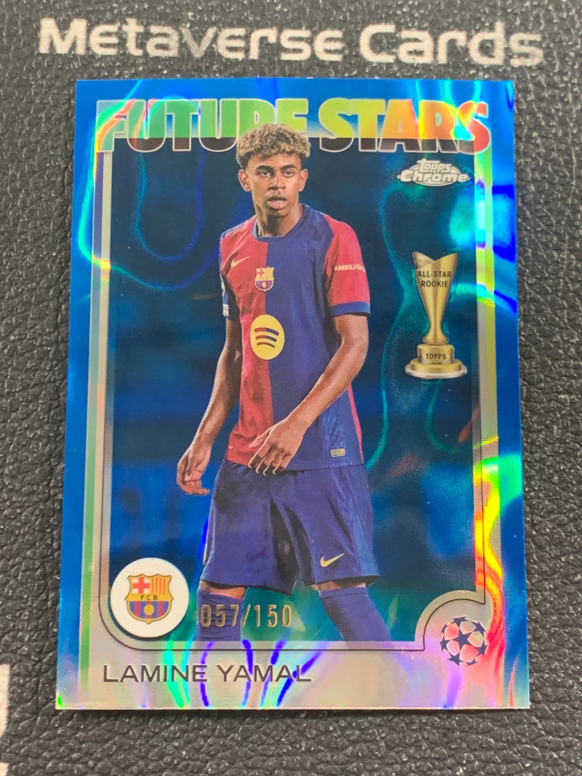 2024-25 Topps Chrome UCC Base Set Blue Lava Refractor #27 Lamine Yamal 057/150