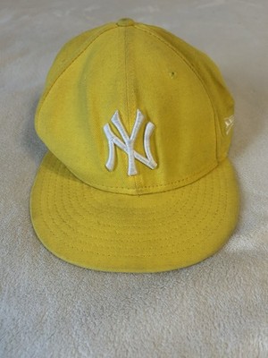 New Era New York Yankees Yellow Hat Made In USA Wool Blend Size 7 5/8