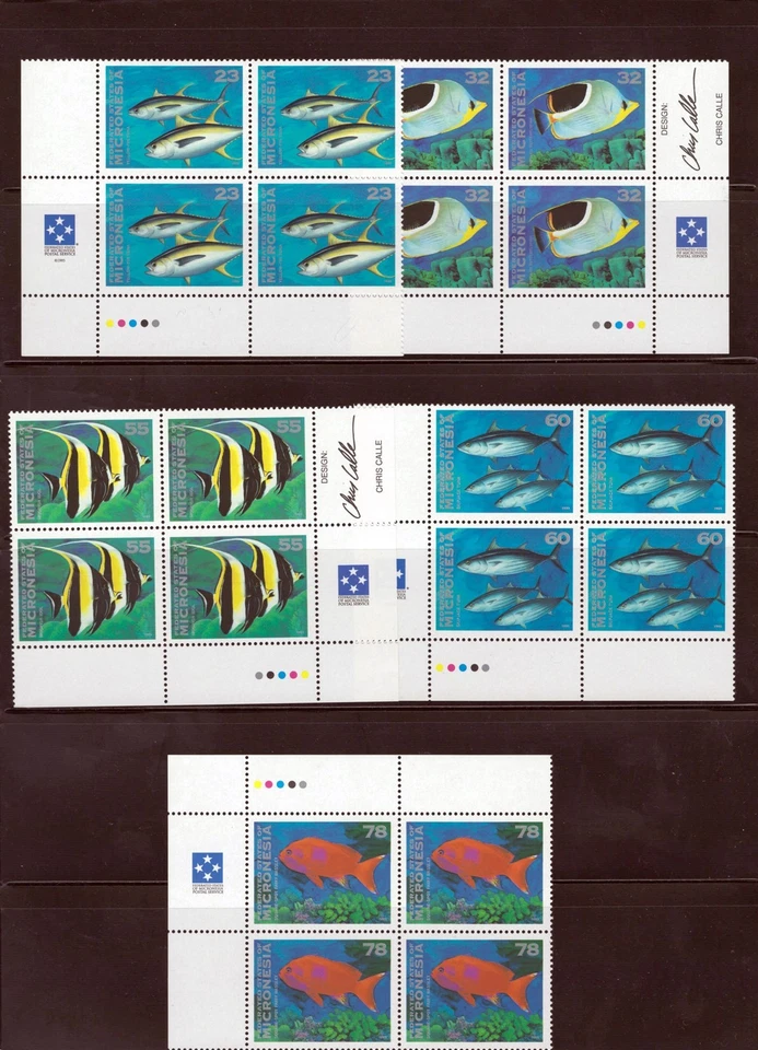 Micronesia 213-214, 218-226 MNH Tropical Fish blocks & sheet ZAYIX 0825L1788 - Image 2 of 4