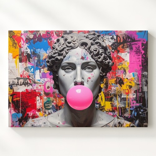 Kaugummi Büste Leinwand Graffiti Pop Art trifft klassische Skulptur Wandbild Liv...