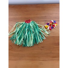 Vintage 1994 Polynesian Barbie Hula Skirt and Floral Lei Necklace Accessory Set