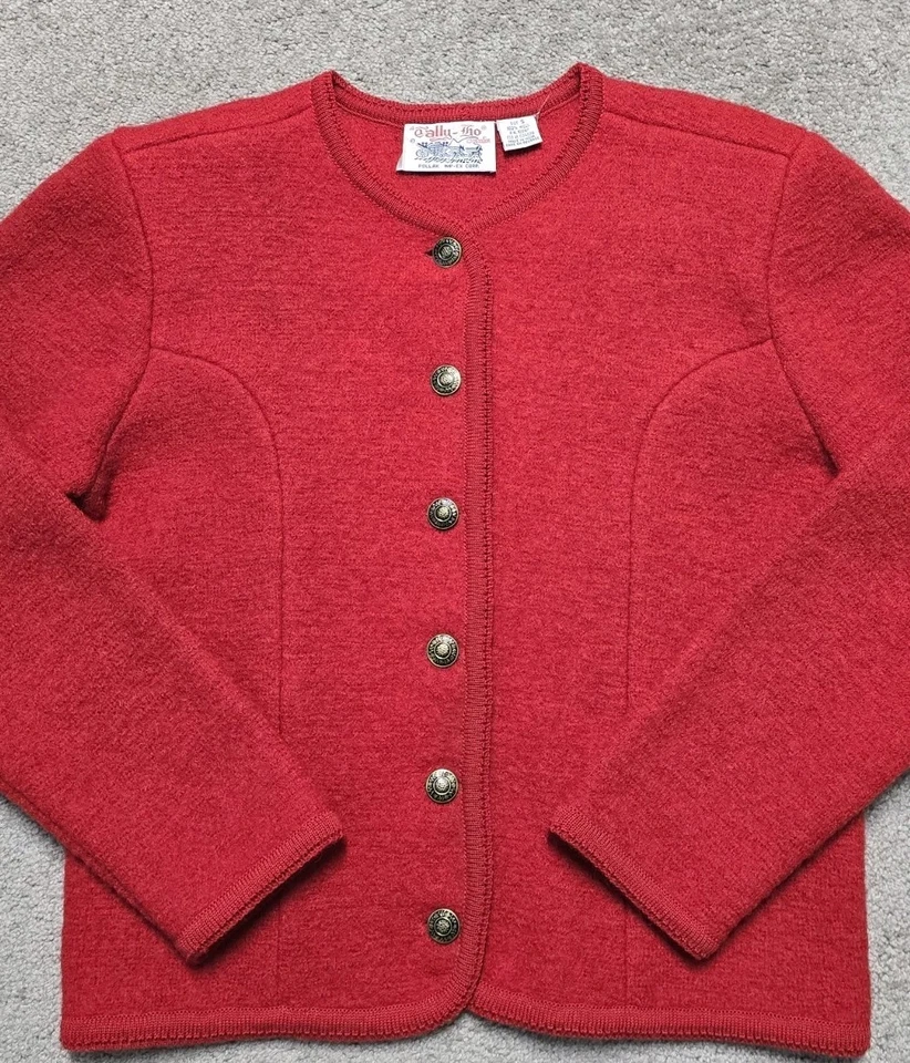 Vintage Tally Ho Creation Cardigan Sweater Womans S Wool Red Button Knit Thick - Image 4 of 4