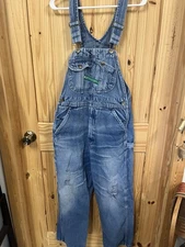 Key Imperial Overalls Denim 32x27.5 Distressed Patched Worn Alter Costume