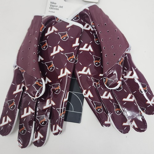 Guanti da calcio Virginia Tech Hokies da uomo grandi NCAA Nike Vapor Jet VT - Foto 5 di 11