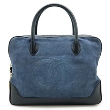 Chanel Matelasse Coco Mark Denim Briefcase Women Blue One Size