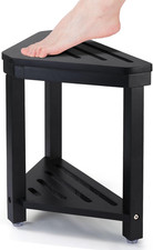 Boulphia Shower Foot Rest 14In, Acacia Wood Shower Stool for Shaving Legs Black