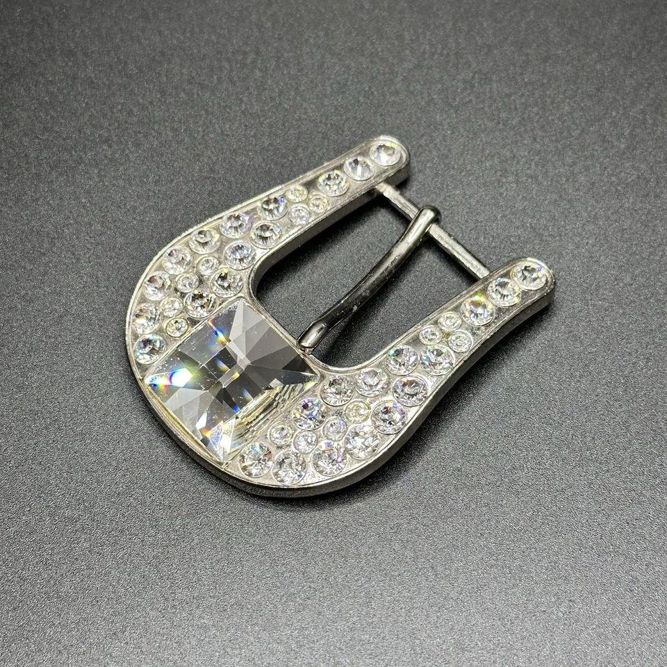 BB Simon Belt Buckle Silver Swarovski Crystals Bling Fits 1” Show Cowgirl - Image 3 of 4