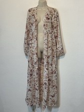 Kimono Duster Sheer Floral Tiered Maxi Layer Open Front Size Medium Boho