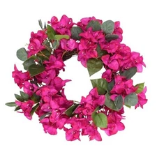Spring Summer Bougainvillea Wreaths for Front Door Artificial Deep Pink