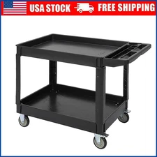550 lb Heavy Duty 2-Shelf Rolling Utility Cart w/ Storage Handle & Swivel Wheels