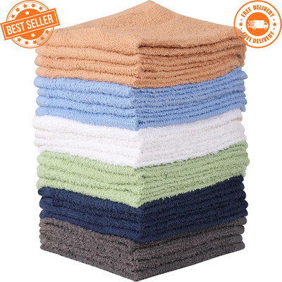 Towel and Linen Mart 24 Pack Cotton Washcloths Multi-Color Soft Face Towels NEW